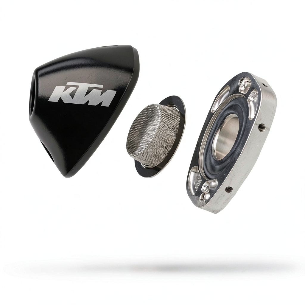Installing KTM spark arrestor end cap on a dirt bike exhaust