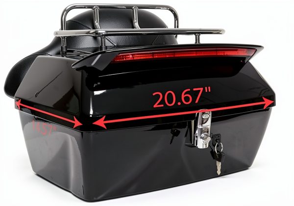 Motorcycle Trunk 50L Black Hard Shell with Taillight ECOTRIC-6