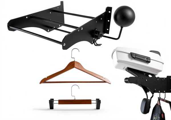 DreDoggMoto Rear Wall Mount Storage Rack Kit Black Aluminum 23x18x2-0